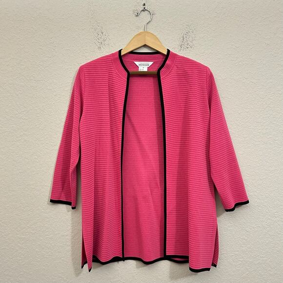 MISOOK Cardigan Sweater Punch Pink Open Front Shoulder Pads Cozy Knit - Picture 1 of 10